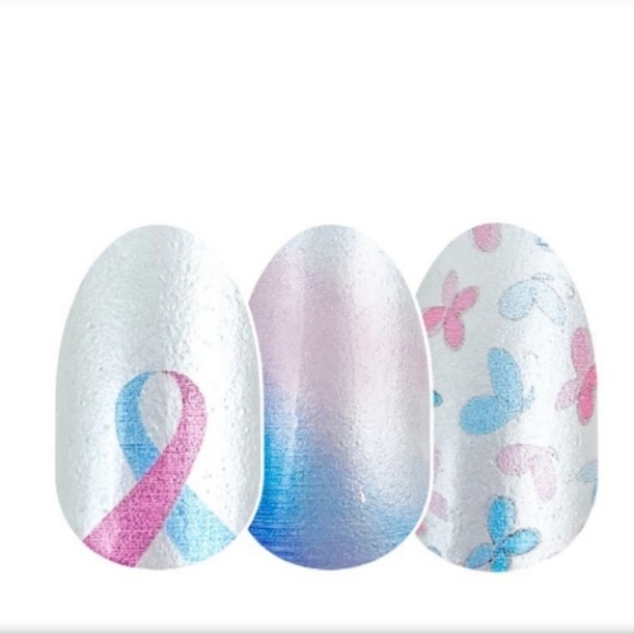 Colorstreet Nail Polish Strips Retired Pattern‎ Never Forgotten Breast Cancer - Picture 2 of 6